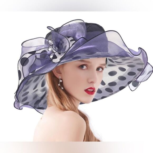 Accessories - Church Fascinator Wedding Tea Party Derby Hats Flower Wide Brim Sun Hat